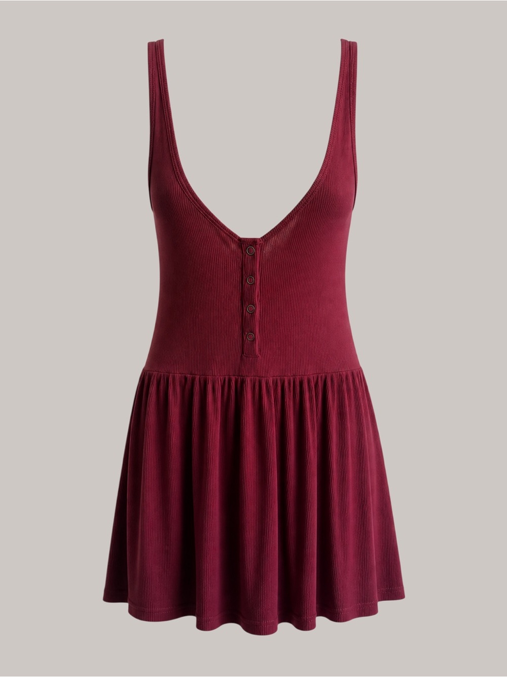 American Eagle Outfitters Burgundy Ribbed Button-Front Tank